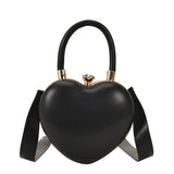 Women's Bag Stripe Heart Shaped Handbags Girls PU Leather Crossbody Bag