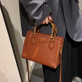Women's Bamboo Handbags Top Leather Shoulder Bags Messenger Bag