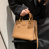 Women's Bamboo Handbags Top Leather Shoulder Bags Messenger Bag