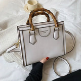 Women's Bamboo Handbags Top Leather Shoulder Bags Messenger Bag