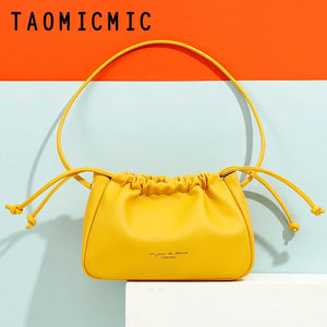 Solid Ins Ladies Messenger Bag Armpit Pleated Cloud Handbag