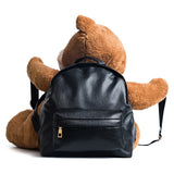 Plush Bear Backpack PU Leather Women/Girls Backpack Plush Teddy Bear Backpack