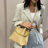Shoulder Bag Ladies All-match Chain Bucket Messenger Handbag PU Large Capacity B