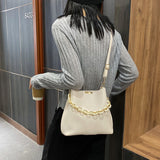 Shoulder Bag Ladies All-match Chain Bucket Messenger Handbag PU Large Capacity B