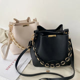 Shoulder Bag Ladies All-match Chain Bucket Messenger Handbag PU Large Capacity B