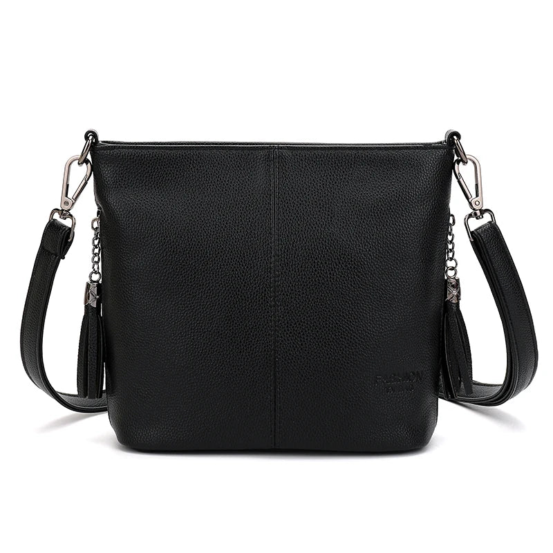 Leather messenger bag for women, crossbody shoulder bag
