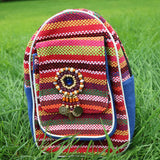 Women Ethnic Embroidery Canvas Backpack Large Capacity Travel Bags