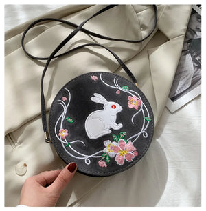 Chinese Style Ribbit Floral Embroidery Cross-Body Pack Women