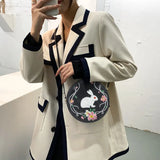 Chinese Style Ribbit Floral Embroidery Cross-Body Pack Women
