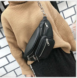 Stylish PU Waist Bag Chain Fanny Pack Travel Belt Purse Shoulder Bags Tote