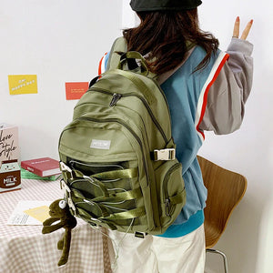 Nylon Backpack Large Capacity Solid Mesh Travel Laptop Bag