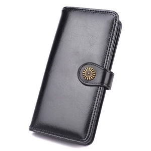 Oil Wax Leather Long Wallet Large Capacity Lightweight