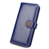 Oil Wax Leather Long Wallet Large Capacity Lightweight