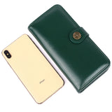 Oil Wax Leather Long Wallet Large Capacity Lightweight