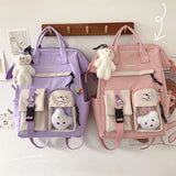 Preppy Purple Backpack Women Waterproof Fancy High School Bags