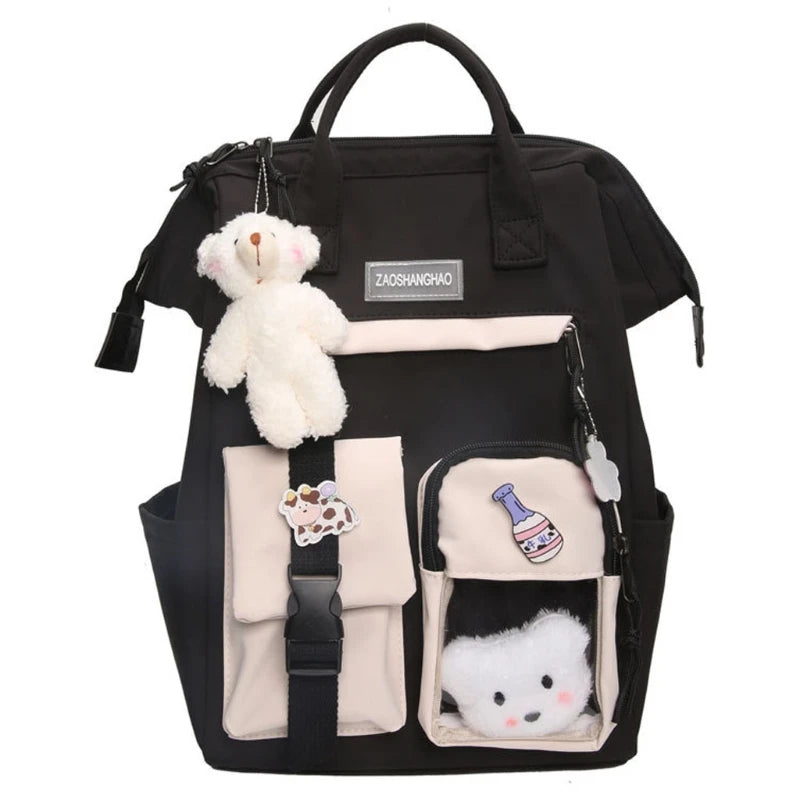 Preppy Purple Backpack Women Waterproof Fancy High School Bags