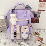 Preppy Purple Backpack Women Waterproof Fancy High School Bags