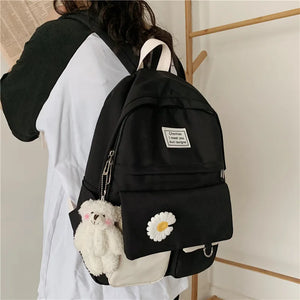 Preppy Women Backpack Waterproof Nylon Candy Colors Backpacks