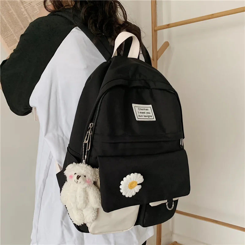 Preppy Women Backpack Waterproof Nylon Candy Colors Backpacks