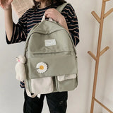 Preppy Women Backpack Waterproof Nylon Candy Colors Backpacks