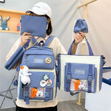 Preppy School Backpack Set Waterproof Laptop Backpacks High School Bags