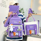 Preppy School Backpack Set Waterproof Laptop Backpacks High School Bags