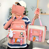 Preppy School Backpack Set Waterproof Laptop Backpacks High School Bags