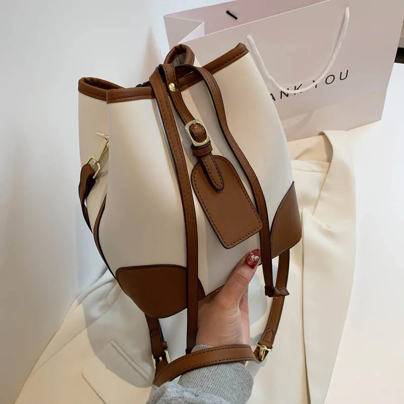 Soft PU Bucket Bag Shoulder Handbag