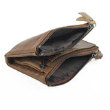 RFID Wallet Men Short Double Zipper Purse Real Leather Wallet