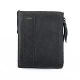 RFID Wallet Men Short Double Zipper Purse Real Leather Wallet