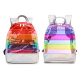 Rainbow Stripe Laser Backpack PVC Transparent Contrast Large-Capacity School Bag