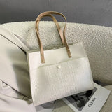 Retro Crocodile Pattern Large Tote Bag Women Shoulder PU Leather Purses