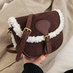 Plush One Shoulder Underarm Bag Autumn Winter Retro Messenger Bag