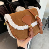 Plush One Shoulder Underarm Bag Autumn Winter Retro Messenger Bag