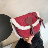 Plush One Shoulder Underarm Bag Autumn Winter Retro Messenger Bag