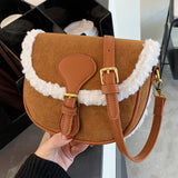 Plush One Shoulder Underarm Bag Autumn Winter Retro Messenger Bag