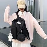 Teenage Girls School Bag Travel Laptop Backpack Ring Design