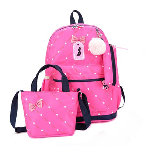 Girl's School Bag Backpack Set - Print Casual Female Bag