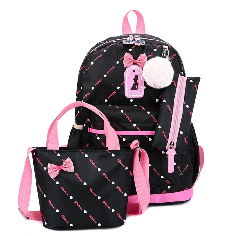 Girl's School Bag Backpack Set - Print Casual Female Bag