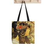 Alphonse Mucha Printed Tote Bag Women Harajuku Shopper