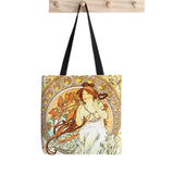Alphonse Mucha Printed Tote Bag Women Harajuku Shopper