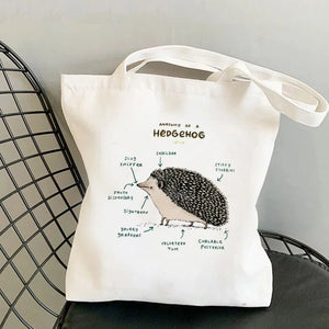 Hedgehog Printed Tote Bag Harajuku Shopper Handbag Girl Shoulder Shopping Bag