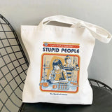 Bones & Botany Print Tote Bag Women Harajuku Shopper Handbag