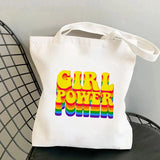 GIRL POWER Printed Tote Bag - Harajuku Shopper Handbag