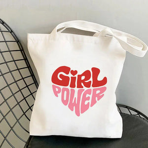 GIRL POWER Printed Tote Bag - Harajuku Shopper Handbag