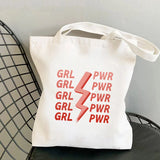 GIRL POWER Printed Tote Bag - Harajuku Shopper Handbag