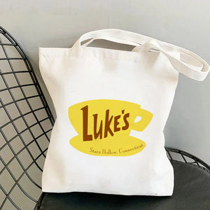 Luke's Printed Tote Bag Harajuku Shopper Handbag Canvas Shoulder Bag