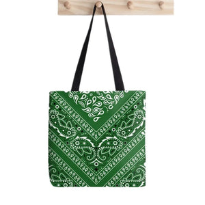 Green Bandana Pattern Print Tote Bag Women Harajuku Shopper Handbag