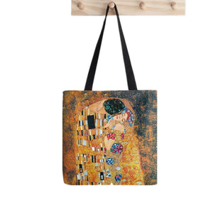Klimt Kiss Tote Bag Harajuku Shopper Handbag Canvas Lady Shoulder Bag