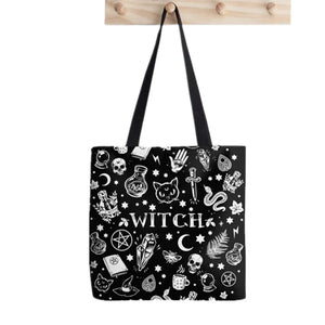WITCH PATTERN Tote Bag Printed Tote Bag women Harajuku shopper handbag